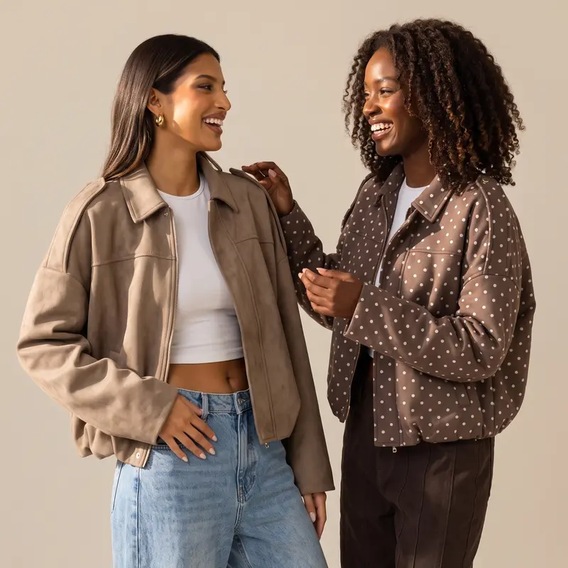 Women's Suede-Look Oversized Bomber Jacket for Fall & Winter