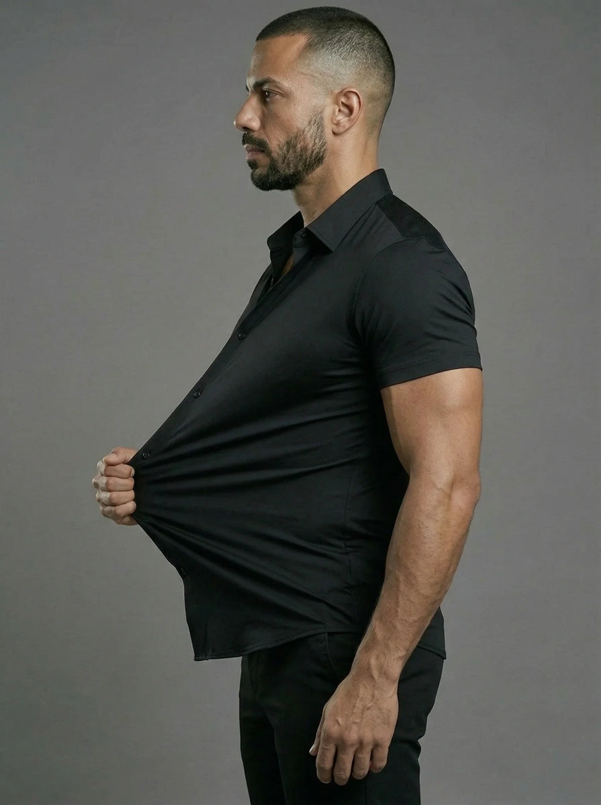 Men's Comfortable Stretch Dress Shirt - Flattering Fit For All Body Types, Short Sleeve Casual Shirt