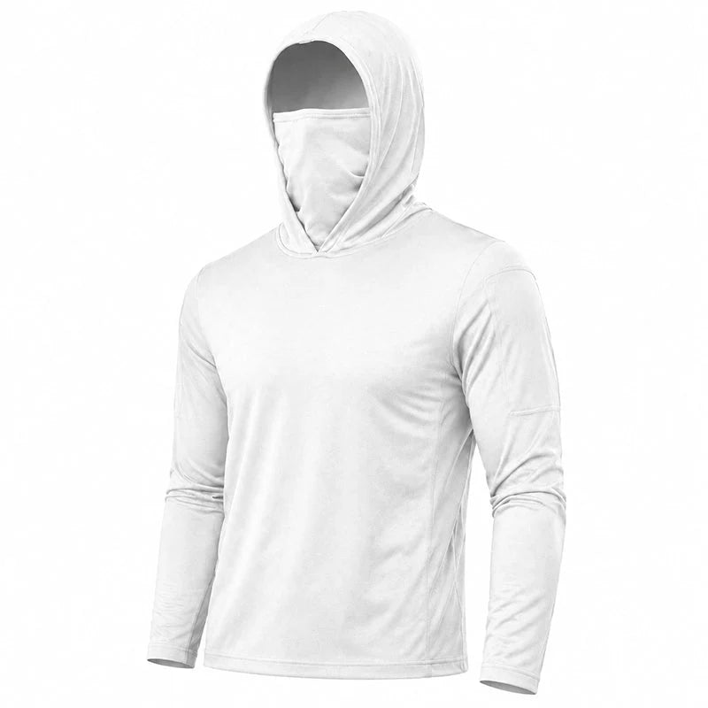UPF 50+ Long-Sleeve Sun-Protection Hoodie (with Sleeve Pocket and Face Mask)