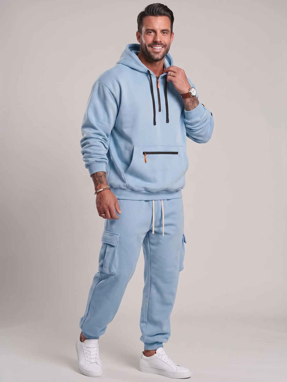 Men’s Hooded Two-Piece Set – Relaxed-Fit Top & Pants for Fall & Winter