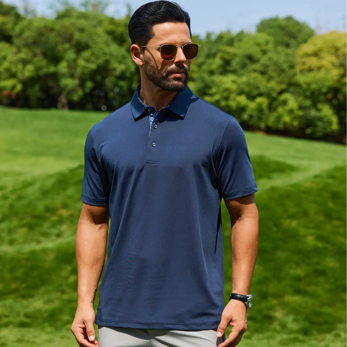Men's Short‑Sleeve Polo Shirt, Breathable Casual Golf Shirt, Regular‑Fit Daily Wear Top