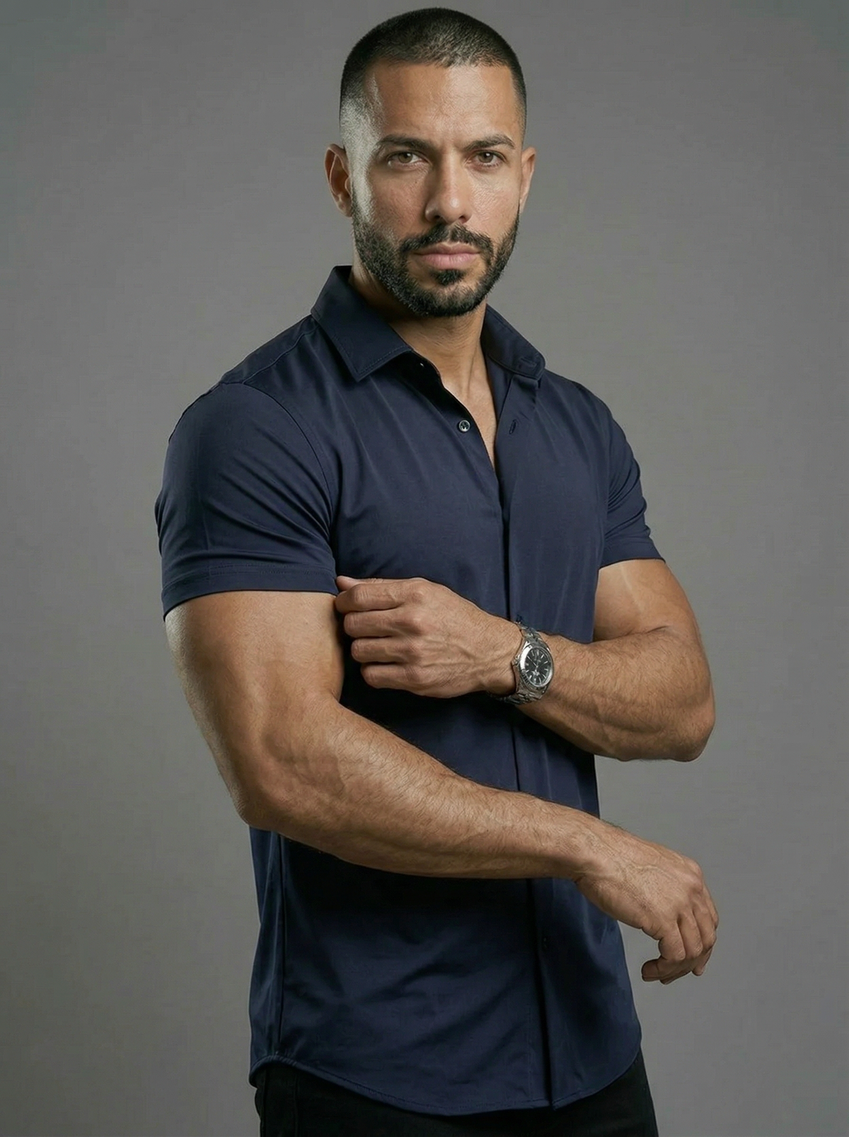 Men's Comfortable Stretch Dress Shirt - Flattering Fit For All Body Types, Short Sleeve Casual Shirt