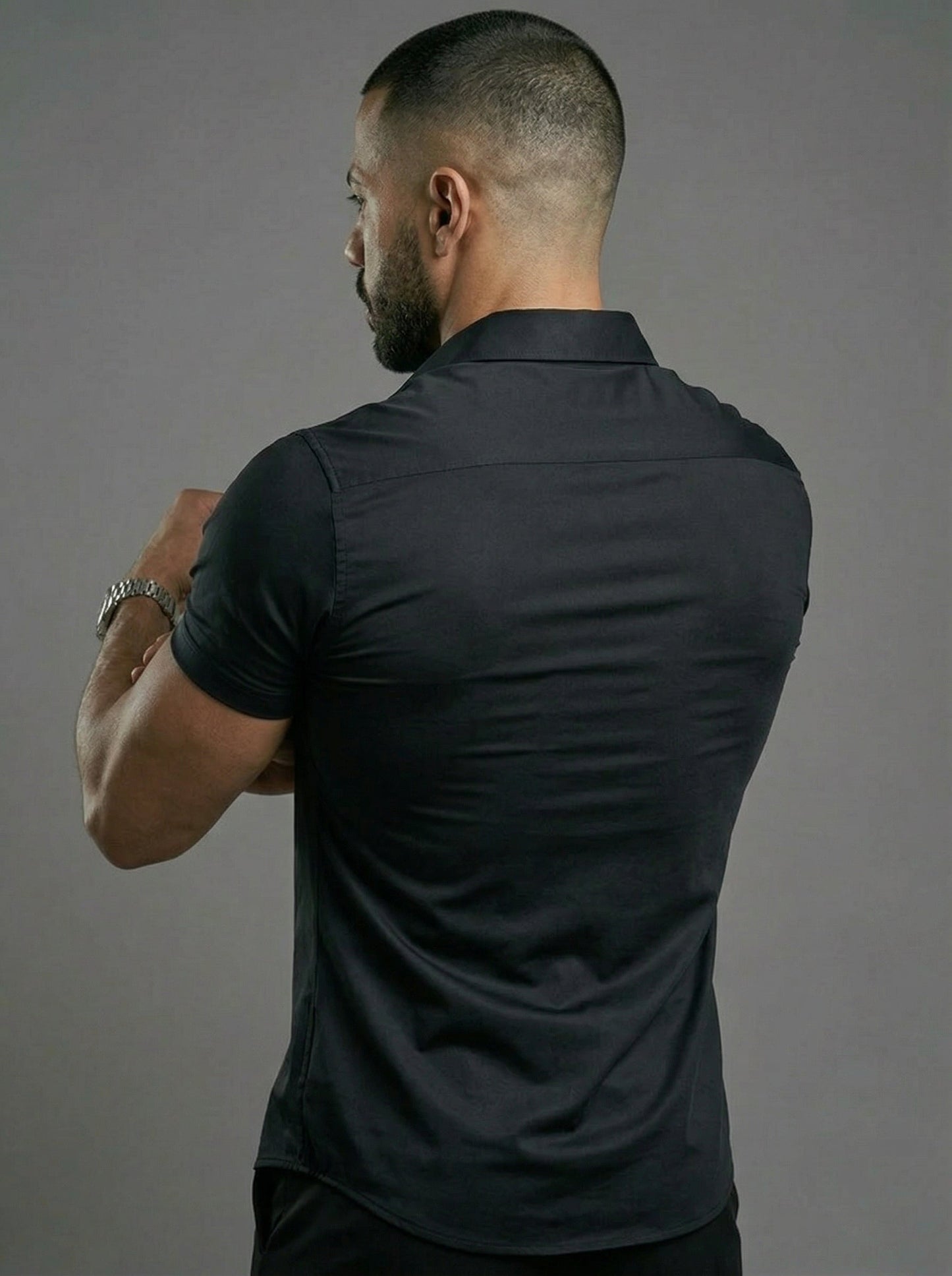Men's Comfortable Stretch Dress Shirt - Flattering Fit For All Body Types, Short Sleeve Casual Shirt