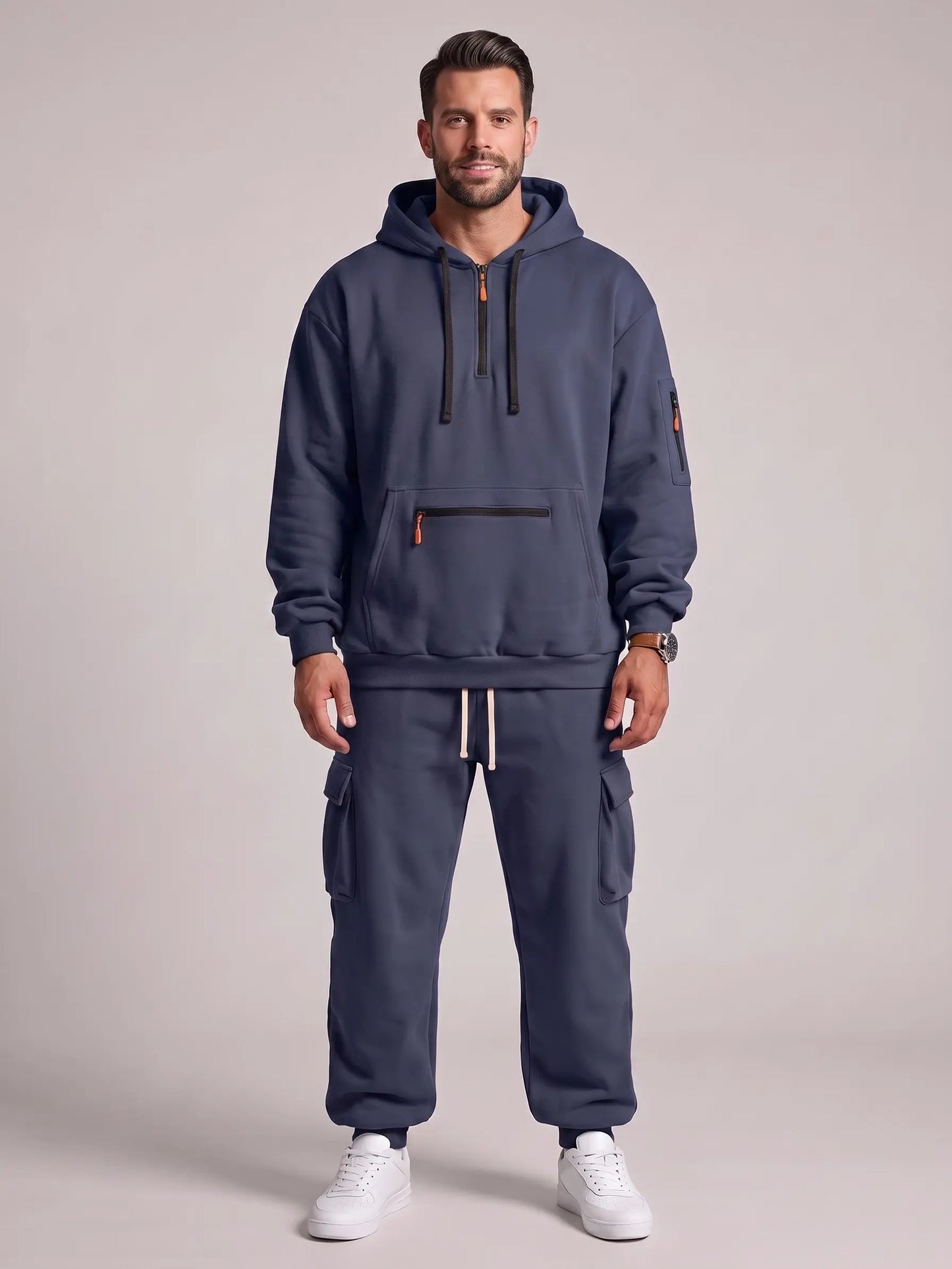 Men’s Hooded Two-Piece Set – Relaxed-Fit Top & Pants for Fall & Winter
