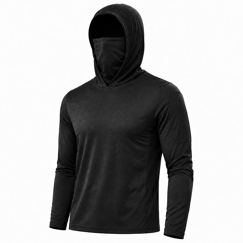 Men's  Long-Sleeve Sun-Ice Silk Protection Hoodie (with Sleeve Pocket and Face Mask)