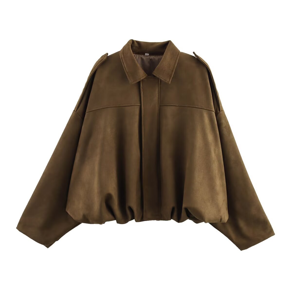 Women's Suede-Look Oversized Bomber Jacket for Fall & Winter