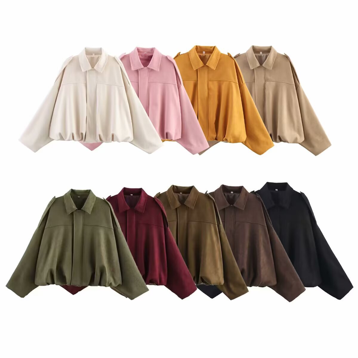 Women's Suede-Look Oversized Bomber Jacket for Fall & Winter