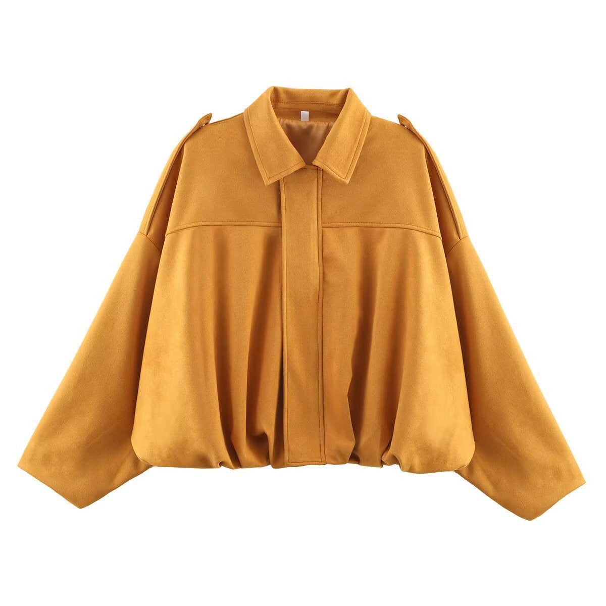 Women's Suede-Look Oversized Bomber Jacket for Fall & Winter