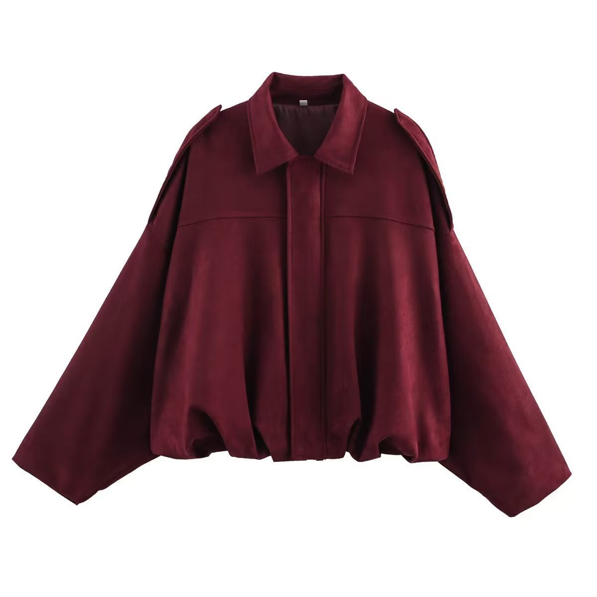 Women's Suede-Look Oversized Bomber Jacket for Fall & Winter
