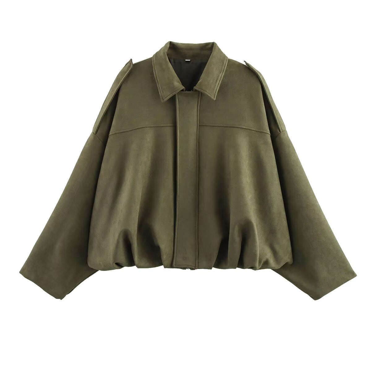 Women's Suede-Look Oversized Bomber Jacket for Fall & Winter