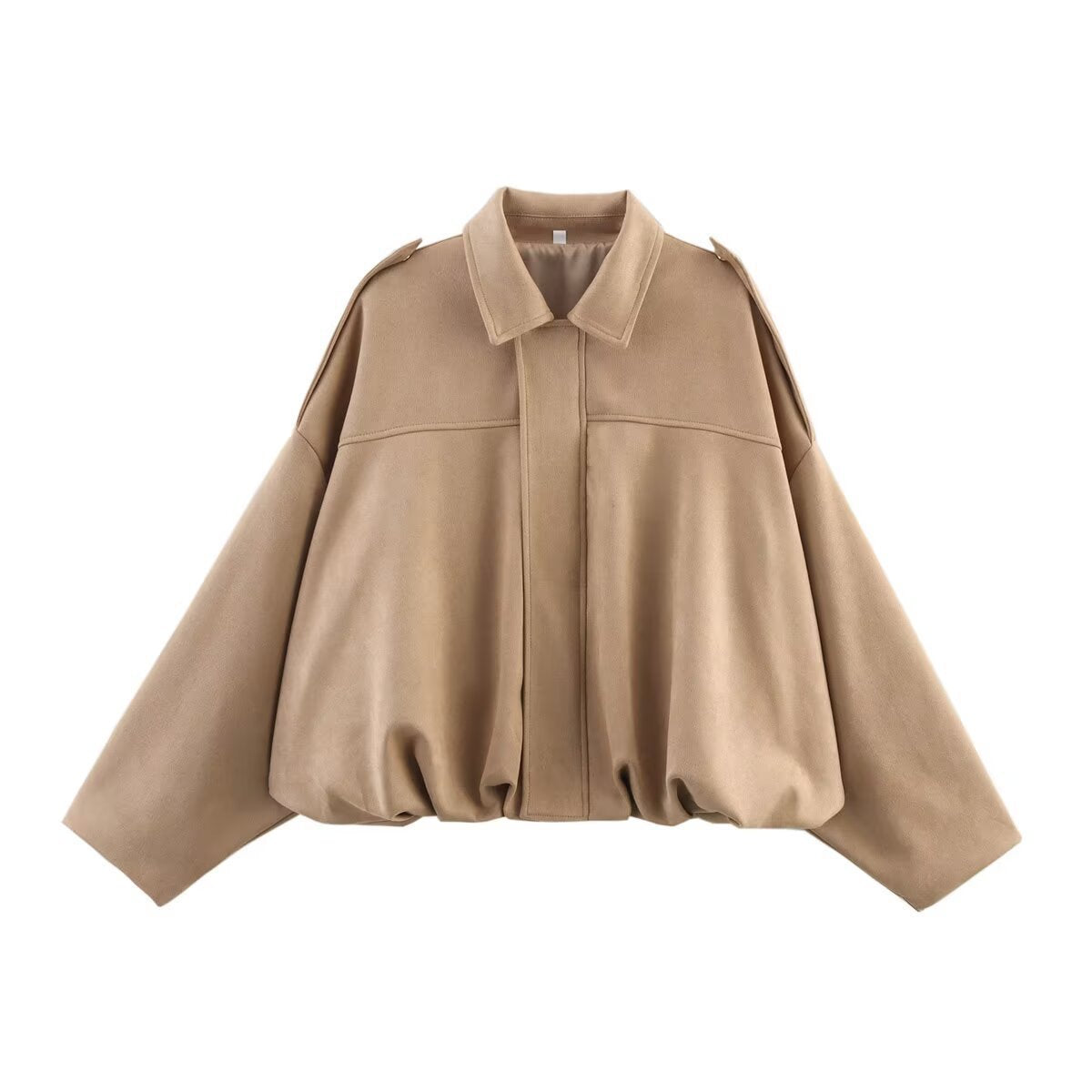 Women's Suede-Look Oversized Bomber Jacket for Fall & Winter