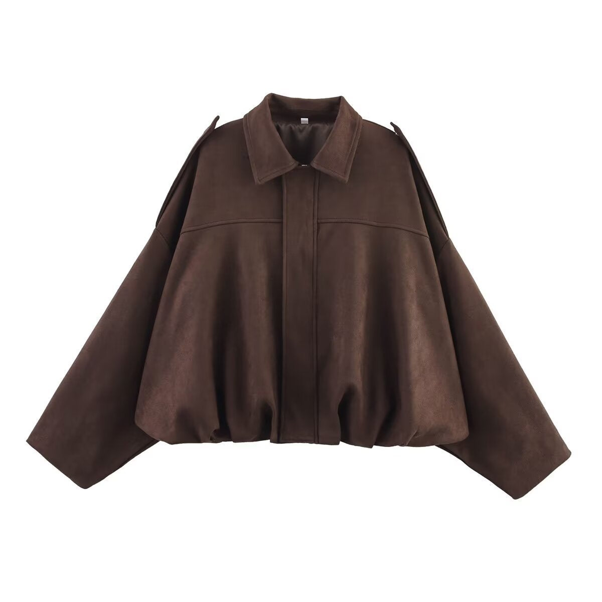 Women's Suede-Look Oversized Bomber Jacket for Fall & Winter