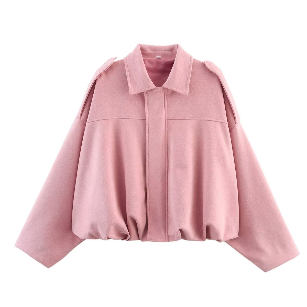 Women's Suede-Look Oversized Bomber Jacket for Fall & Winter