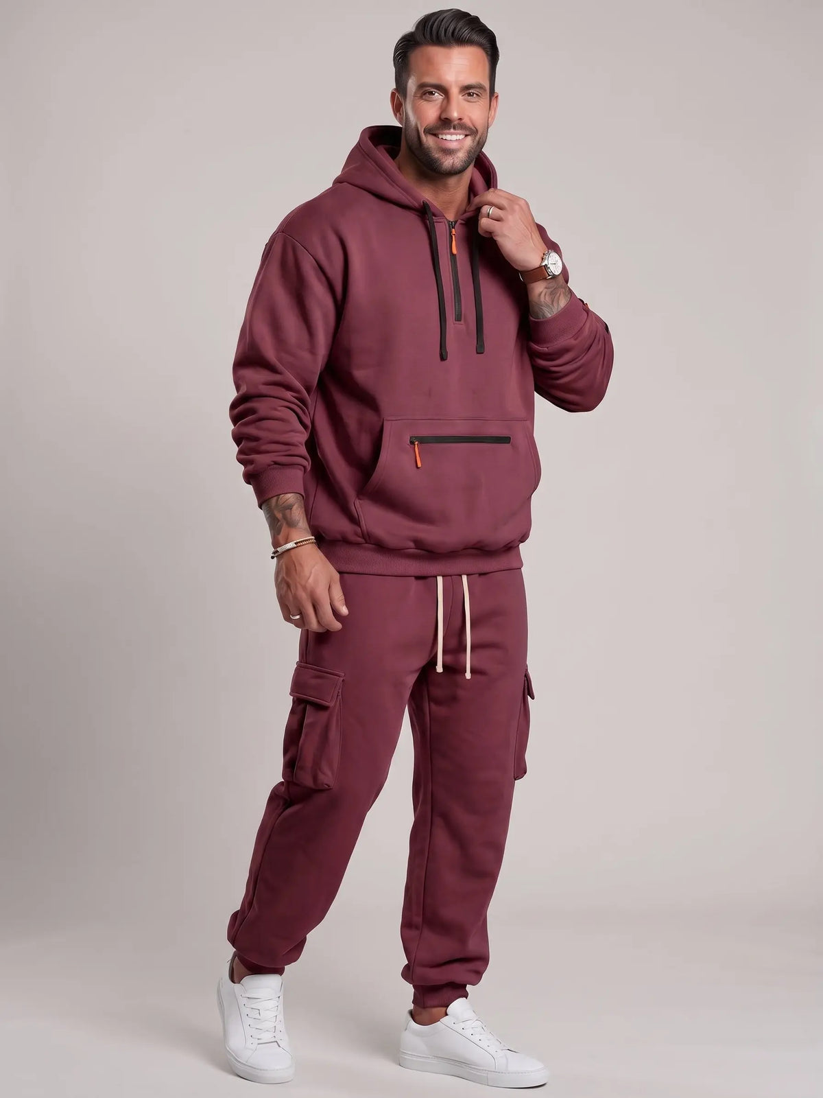 Men’s Hooded Two-Piece Set – Relaxed-Fit Top & Pants for Fall & Winter