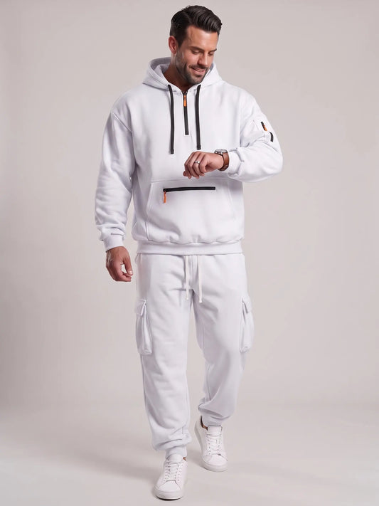 Men’s Hooded Two-Piece Set – Relaxed-Fit Top & Pants for Fall & Winter